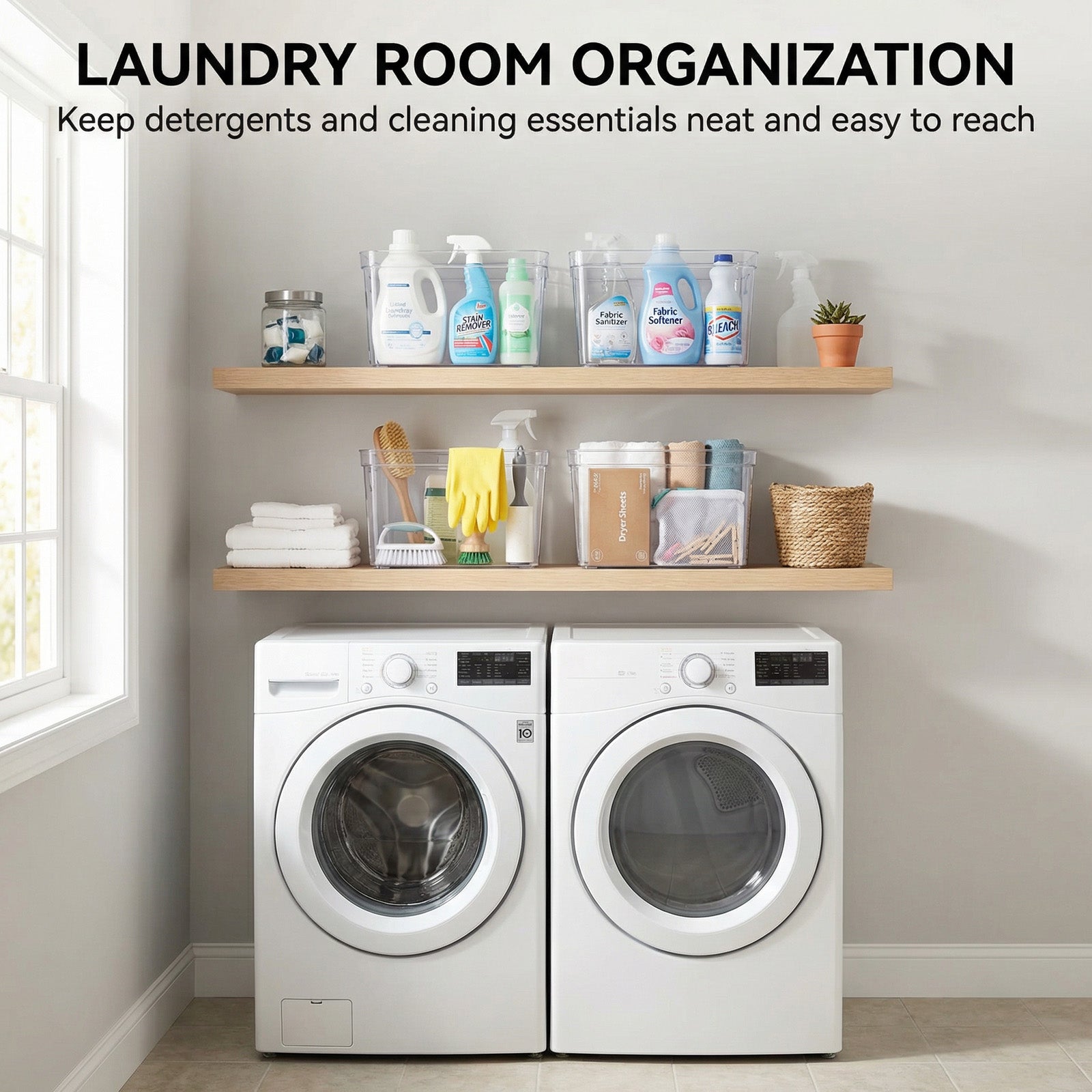 MOONEDGE 4-Pack Clear Cube Storage Bins, 10x10 Plastic Organizer Boxes, Open-Top Durable Containers for Closet Shelf,Pantry,Kitchen,Playroom,Fridge,Bathroom,Vanity and Cabinet Organization