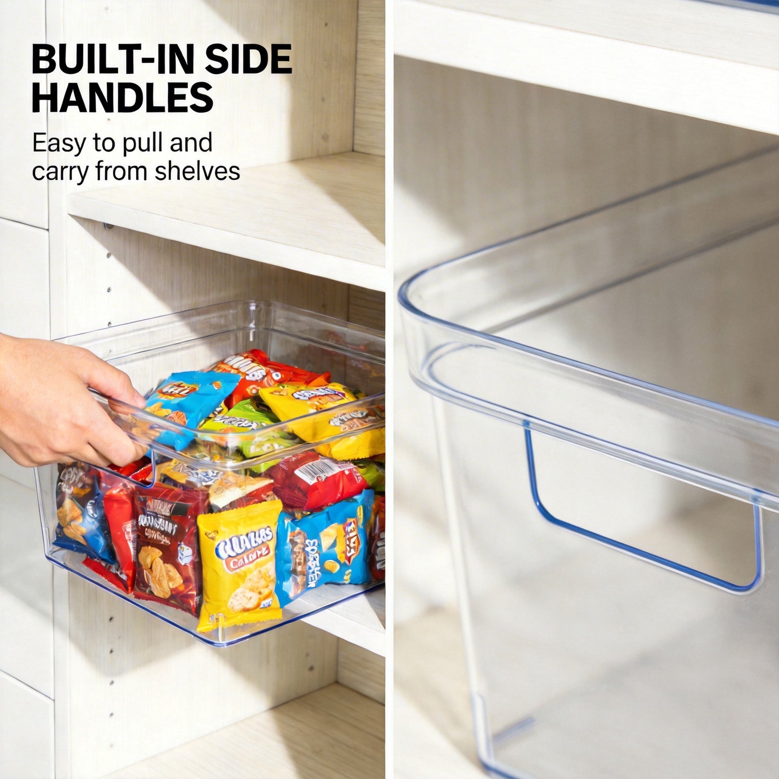 MOONEDGE 4-Pack Clear Cube Storage Bins, 10x10 Plastic Organizer Boxes, Open-Top Durable Containers for Closet Shelf,Pantry,Kitchen,Playroom,Fridge,Bathroom,Vanity and Cabinet Organization