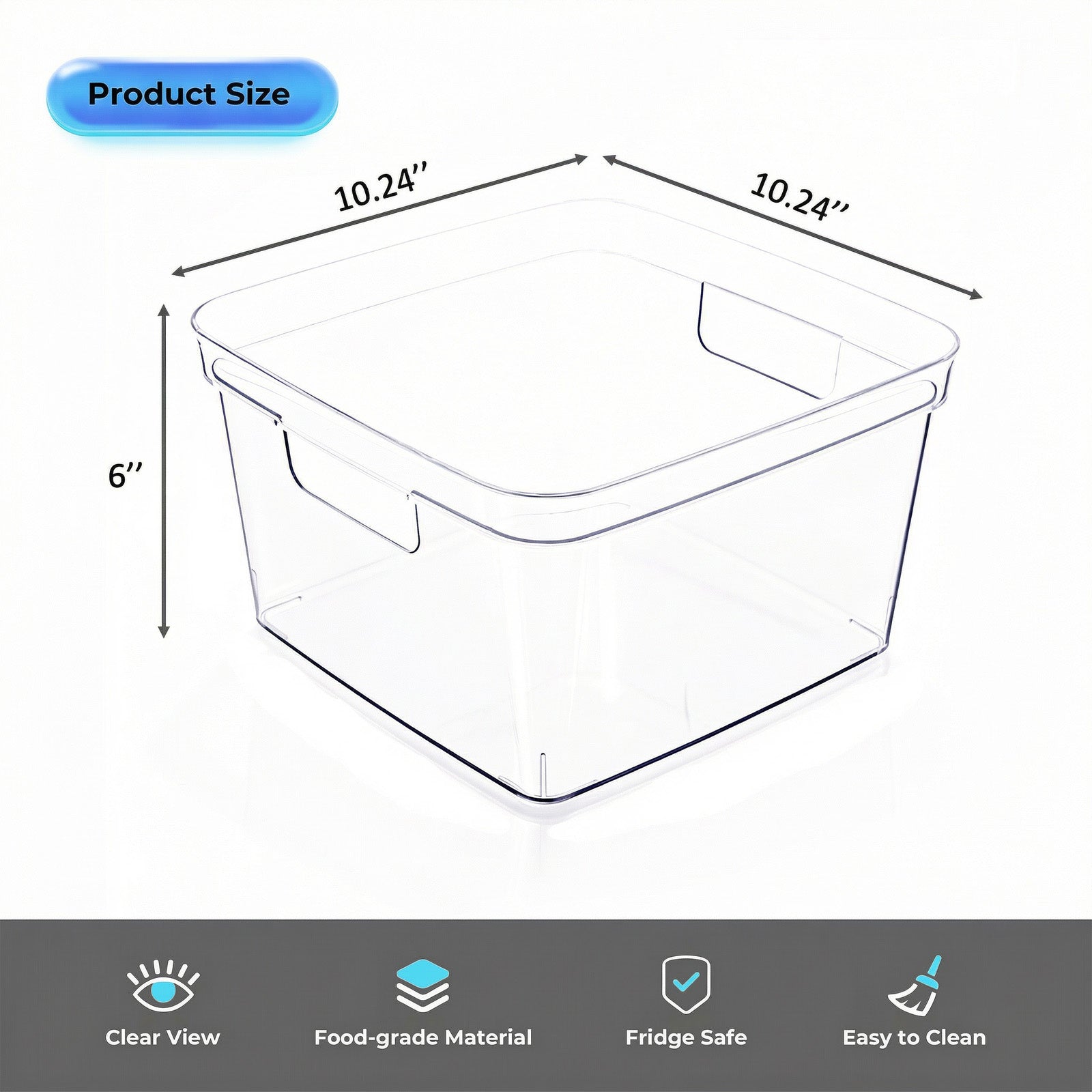 MOONEDGE 4-Pack Clear Cube Storage Bins, 10x10 Plastic Organizer Boxes, Open-Top Durable Containers for Closet Shelf,Pantry,Kitchen,Playroom,Fridge,Bathroom,Vanity and Cabinet Organization