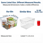 MOONEDGE 4 Pack Open Clear Plastic Storage Bins 11"x8"x6" Stackable Organizer Containers with Handle for Kitchen, Pantry, Fridge, Bathroom,Cabinet,Closet Storage