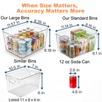 MOONEDGE 8 Pack Clear Plastic Storage Bins, 12 x 8 x 6in Stackable Pantry Organizer Cabinet Containers for Under-Sink Storage, Kitchen, Fridge, Bathroom and Home Organization