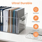 MOONEDGE 8 Pack Clear Plastic Storage Bins, 12 x 8 x 6in Stackable Pantry Organizer Cabinet Containers for Under-Sink Storage, Kitchen, Fridge, Bathroom and Home Organization