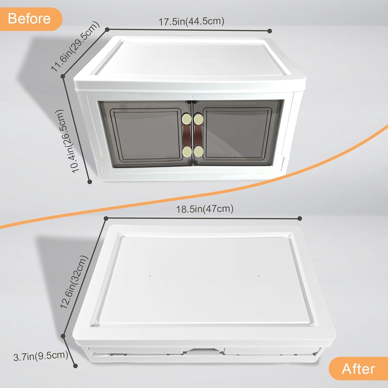 MOONEDGE 35QT Plastic Stackable Storage Bins with Lids, Collapsible Organizer with Magnetic Doors & Hidden Locking Handles, Storage Cabinet for Pet, Closet, Living Room, Pantry & Office Organization